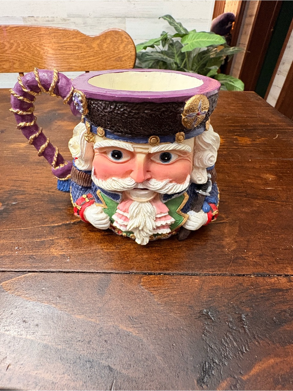 Heavy Resin Nutcracker Christmas Mug Container Decor